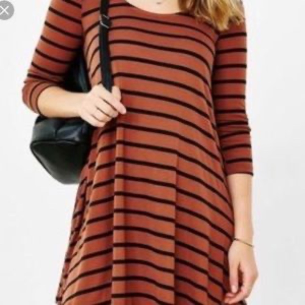 UO BDG Brown & Black Striped Flowy Dress, XS